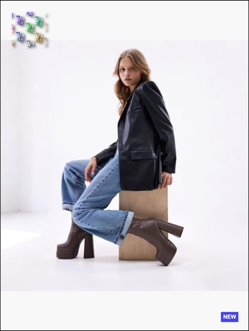 Chunky High Heel Knee High Stretch Boots Platform Square Toe Side Zip Y2K - Picture 5 of 6